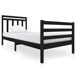 vidaXL Massivholzbett Schwarz 90x200 cm