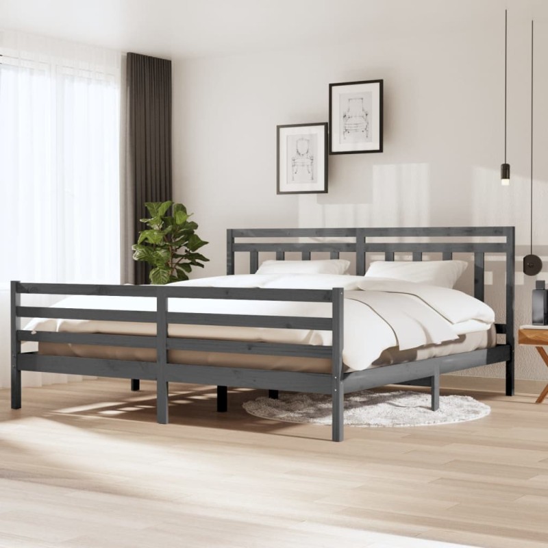 vidaXL Massivholzbett Grau 200x200 cm vidaXL Massivholzbett Grau 200x200 cm