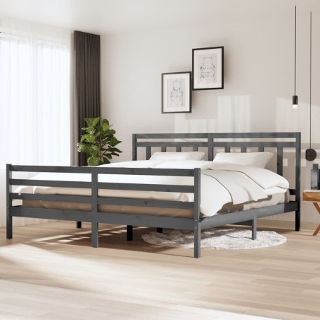 vidaXL Massivholzbett Grau 200x200 cm
