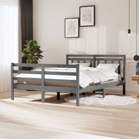 vidaXL Massivholzbett Grau 140x200 cm