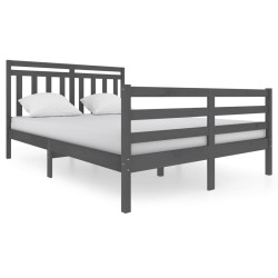 vidaXL Massivholzbett Grau 140x200 cm