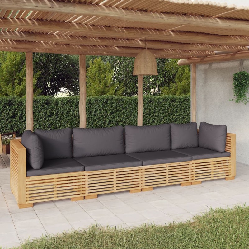 vidaXL 4-tlg. Garten-Lounge-Set mit Kissen Massivholz Teak vidaXL 4-tlg. Garten-Lounge-Set mit Kissen Massivholz Teak