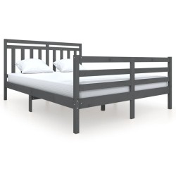 vidaXL Massivholzbett Grau 160x200 cm