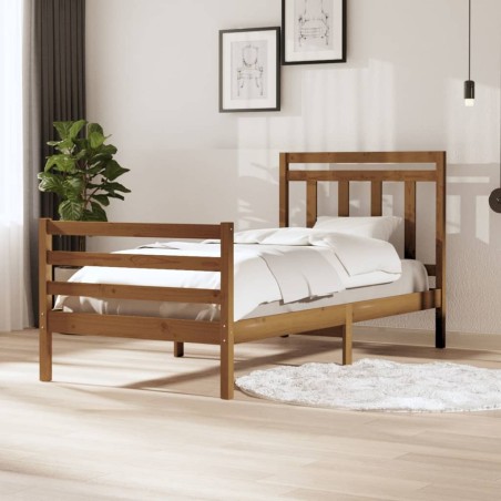 vidaXL Massivholzbett Honigbraun 100x200 cm