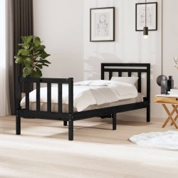 vidaXL Massivholzbett Schwarz 75x190 cm
