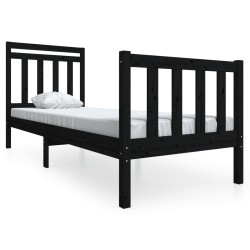 vidaXL Massivholzbett Schwarz 75x190 cm