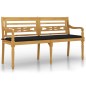 vidaXL Batavia-Bank mit Schwarzem Kissen 150 cm Massivholz Teak vidaXL Batavia-Bank mit Schwarzem Kissen 150 cm Massivholz Teak