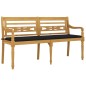 vidaXL Batavia-Bank mit Schwarzem Kissen 150 cm Massivholz Teak vidaXL Batavia-Bank mit Schwarzem Kissen 150 cm Massivholz Teak