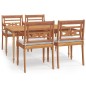 vidaXL 5-tlg. Garten-Essgruppe mit Kissen Massivholz Teak vidaXL 5-tlg. Garten-Essgruppe mit Kissen Massivholz Teak