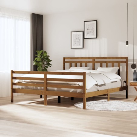 vidaXL Massivholzbett Honigbraun 180x200 cm