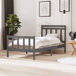 vidaXL Massivholzbett Grau 100x200 cm