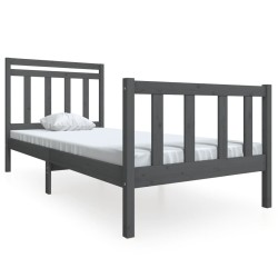 vidaXL Massivholzbett Grau 100x200 cm