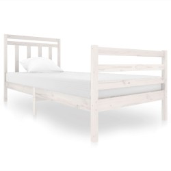 vidaXL Massivholzbett Weiß 90x200 cm