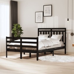 vidaXL Massivholzbett Schwarz 120x200 cm