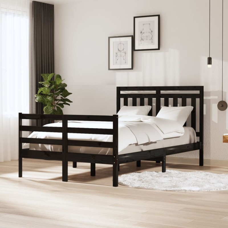 vidaXL Massivholzbett Schwarz 120x200 cm vidaXL Massivholzbett Schwarz 120x200 cm