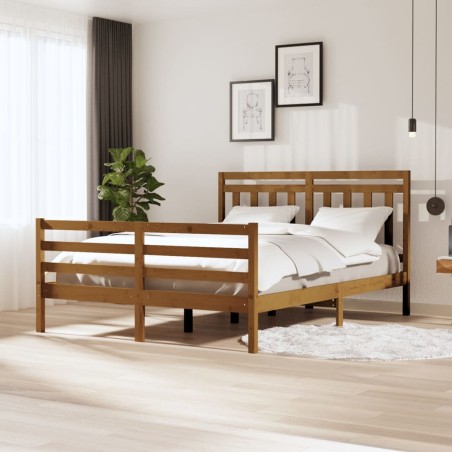vidaXL Massivholzbett Honigbraun 160x200 cm