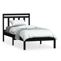 vidaXL Massivholzbett Schwarz Kiefer 90x200 cm