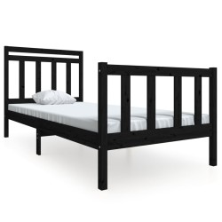 vidaXL Massivholzbett Schwarz 90x190 cm