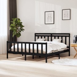 vidaXL Massivholzbett Schwarz 160x200 cm