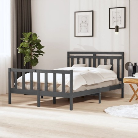 vidaXL Massivholzbett Grau 140x200 cm