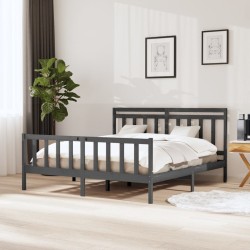 vidaXL Massivholzbett Grau 160x200 cm