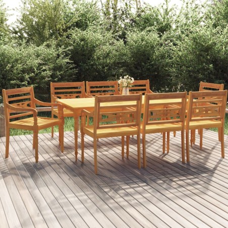 vidaXL 9-tlg. Garten-Essgruppe Massivholz Teak