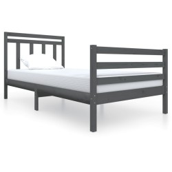 vidaXL Massivholzbett Grau 100x200 cm