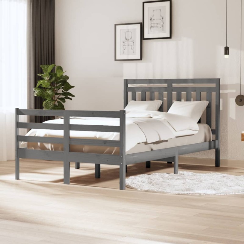 vidaXL Massivholzbett Grau 120x190 cm vidaXL Massivholzbett Grau 120x190 cm
