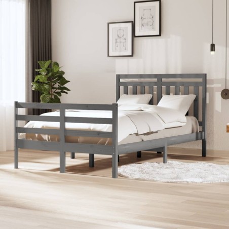 vidaXL Massivholzbett Grau 120x190 cm