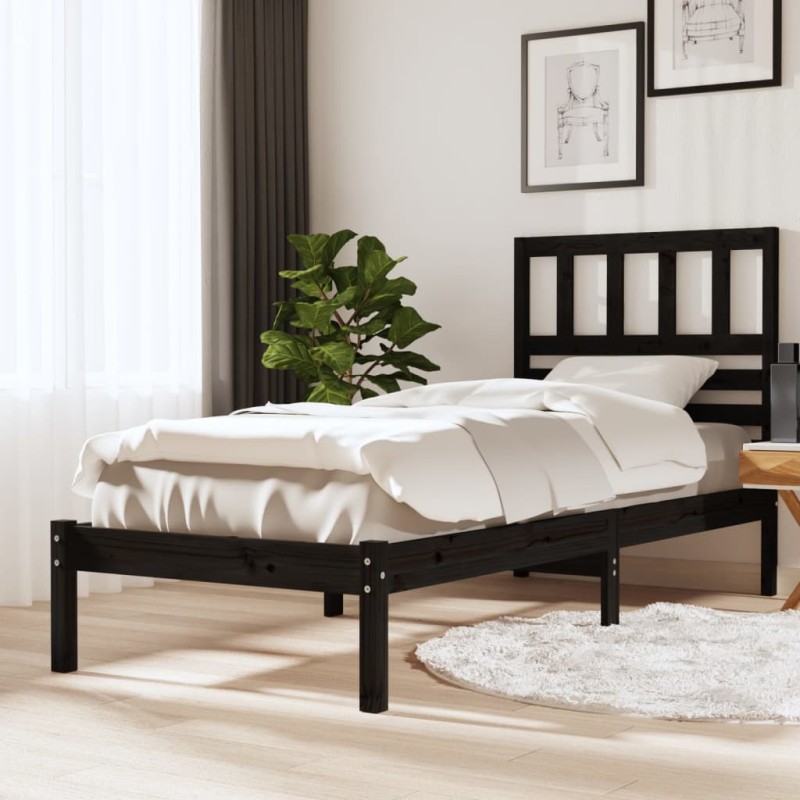 vidaXL Massivholzbett Schwarz Kiefer 90x200 cm vidaXL Massivholzbett Schwarz Kiefer 90x200 cm