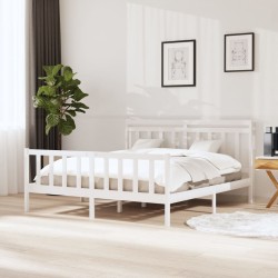 vidaXL Massivholzbett Weiß 160x200 cm
