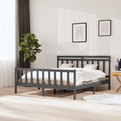 vidaXL Massivholzbett Grau 180x200 cm