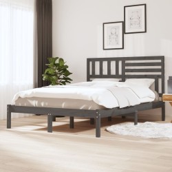 vidaXL Massivholzbett Grau Kiefer 140x200 cm