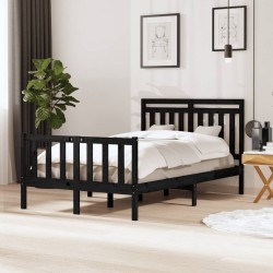 vidaXL Massivholzbett Schwarz 120x190 cm