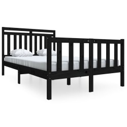 vidaXL Massivholzbett Schwarz 120x190 cm