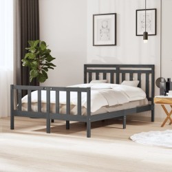 vidaXL Massivholzbett Grau 140x190 cm