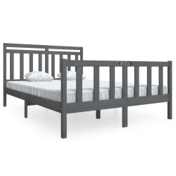 vidaXL Massivholzbett Grau 140x190 cm