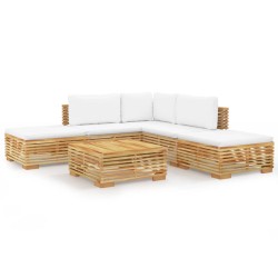 vidaXL 6-tlg. Garten-Lounge-Set mit Kissen Massivholz Teak
