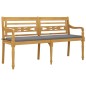vidaXL Batavia-Bank mit Grauem Kissen 150 cm Massivholz Teak vidaXL Batavia-Bank mit Grauem Kissen 150 cm Massivholz Teak