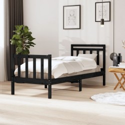 vidaXL Massivholzbett Schwarz 90x200 cm