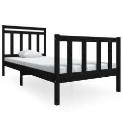 vidaXL Massivholzbett Schwarz 90x200 cm