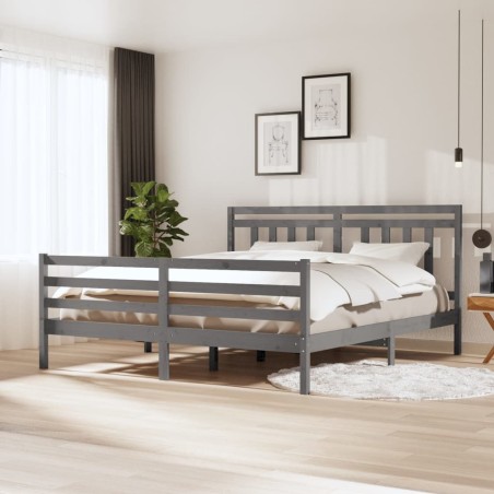 vidaXL Massivholzbett Grau 180x200 cm