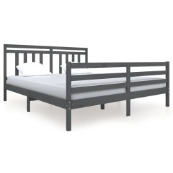 vidaXL Massivholzbett Grau 180x200 cm
