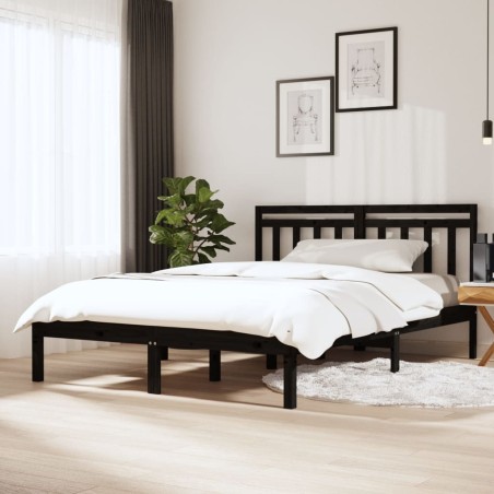 vidaXL Massivholzbett Schwarz Kiefer 120x200 cm