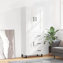 Highboard Hochglanz-Weiß 69,5x34x180 cm Holzwerkstoff