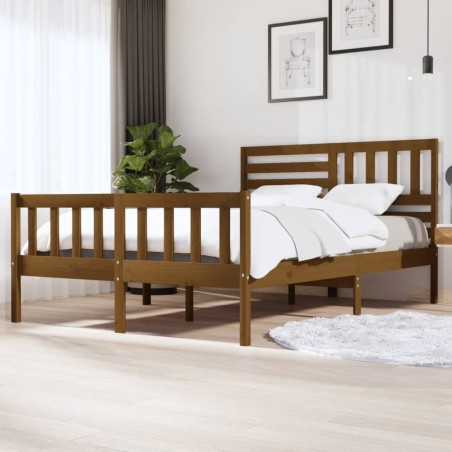 vidaXL Massivholzbett Honigbraun 150x200 cm