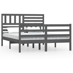 vidaXL Massivholzbett Grau 120x190 cm
