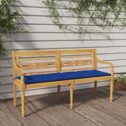 vidaXL Batavia-Bank mit Blauem Kissen 150 cm Massivholz Teak