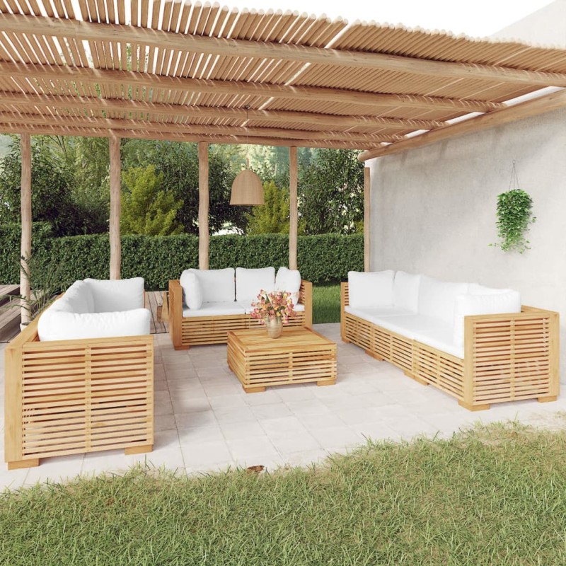 vidaXL 9-tlg. Garten-Lounge-Set mit Kissen Massivholz Teak vidaXL 9-tlg. Garten-Lounge-Set mit Kissen Massivholz Teak