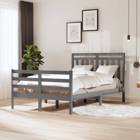 vidaXL Massivholzbett Grau 120x200 cm